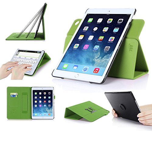 iPad Air 2 Case Cover, FYY Detachable Rotating Leather Case Smart Cover with Velcro Hand Strap and Card Slots for iPad Air 2 Green (With Auto Wake/Sleep Feature)