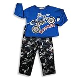 B.T. Kids - Toddler Boys Long Sleeve Fleece Motorcycle Pajamas, Royal (Size 3T)