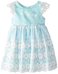 Girls A-line Flutter Organza/Polyester Floral Print Embroidered  Dress