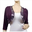SEXY PURPLE SEQUIN BOLERO CROP SHRUG PLUS SIZE TOP