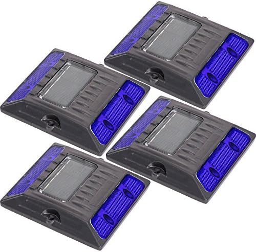 Blue Aluminium Alloy Solar Road Stud Path Deck Dock LED Lights (4 Pack)