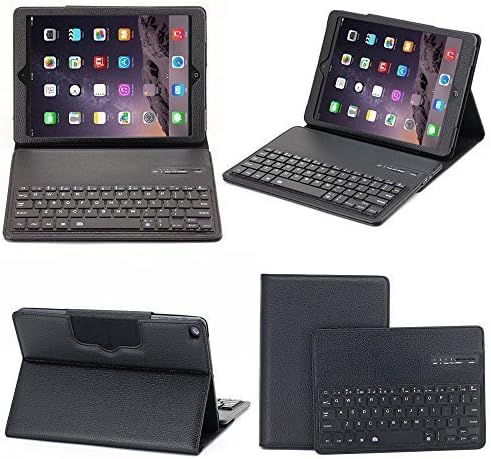 YIPBOWPT Protective Folding PU Leather Case Cover with Detachable Removable Bluetooth Keyboard Case For Apple iPad 6 iPad Air 2 Tablet.Color:Black