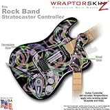 Neon Swoosh on Black WraptorSkinz Skin fits Rock Band Stratocaster Guitar for Nintendo Wii, XBOX 360