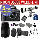 19 Piece Super Zoom Kit with Nikon D5000 12.3 MP DX Digital SLR Camera with 18-55mm f/3.5-5.6G VR Lens and 2.7-inch Vari-angle LCD + Sigma 70-300mm Telephoto Zoom Lens + Rokinon 650-1300mm Lens with 2X Converter (=1300-2600mm) Zoom Lens + 8 GB Memory Card + Multi-Coated 3 Piece Filter Kit + Extra High Capacity Li-Ion Battery + Back Pack Case + 57" Tripod + 6 Piece Camera Accessory Kit + 3 Year Celltime Warranty Repair Contract