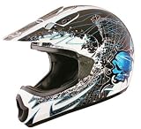 TX-10 MotoCross Helmets Skull & Web Design Blue