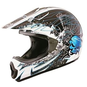 TX-10 MotoCross Helmets Skull & Web Design Blue