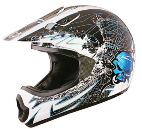 TX-10 MotoCross Helmets Skull & Web Design Blue