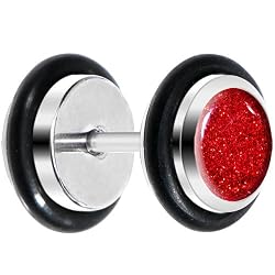 0 Gauge Ruby Red Glitter Cheater Plug