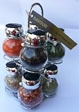 Chrome Kitchen Spice Rack With 8 Glass Jars