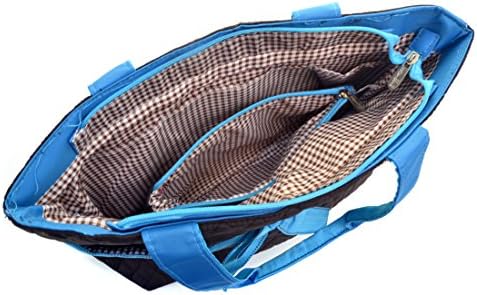 Rosen Blue Quilted Front Pouch Tote Bag with Removable Bow