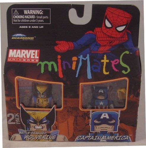  Marvel Minimates 2-Pack Battle Damaged Wolverine and Captain America