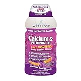 Wellesse Calcium and Vitamin D3, 1000mg, Natural Citrus Flavor, 16-Ounce Bottles (Pack of 2)