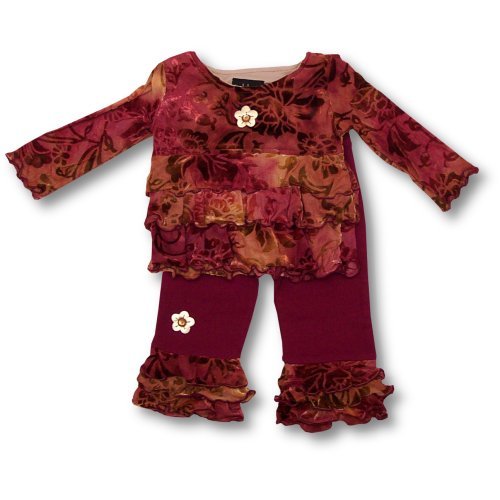 Rubbies Toddler Girls Maroon Two Piece Pant Set
