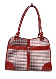Houndstooth Print Dog Carrier - Red and White [13.5