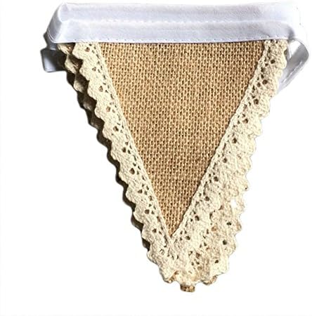 Lovine Triangle Hessian Flag Banner with Lace Braid