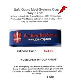 MEDICAL ALERT USB 1 GIG SILICONE BRACELET