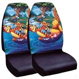 A Set of 2 Official Licensed Universal Fit Front Bucket Seat Covers - Winnie the Pooh Sail Down River