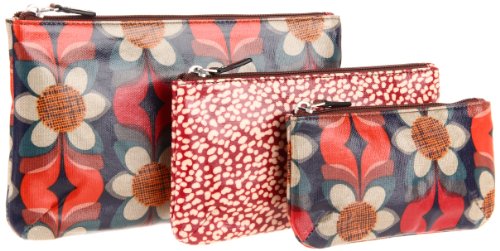 Fossil Key Per Triple Pouch Red Multi