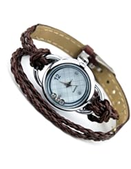 New Ladies Woman Elegant Candy Leather Strap Quartz Bracelet Wrist Watch Brown