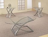 Review visiondecor Furniture  / 3PC Modern Matte Silver Finish Coffee Table & 2 Occasional Side/End Tables Set