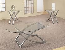 3PC Modern Matte Silver Finish Coffee Table & 2 Occasional Side/End Tables Set