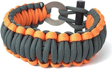 The Ultimate Paracord Survival Kit Bracelet: Food, Fire, Shelter (Gunmetal + Red Orange)