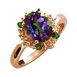2.32 Ct Oval Green Mystic Topaz and Diamond Rose Gold Plated Silver Ring