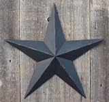 16 Inch Amish Painted Metal Tin Barn Star - Rustic Black. Accent Your Country Home and Garden Decor with These Primitive Collectible Metal Tin Barn Stars. Create the Perfect Primitive Rustic Setting. Buy Your Barn Stars From an Amish Barn Star Crafter.