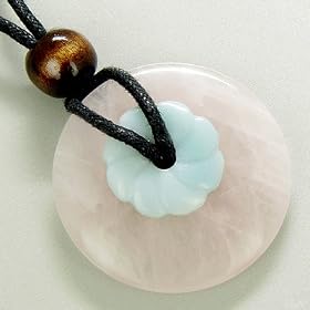 Double Lucky Amulet Love and Good Luck Gemstones Necklace