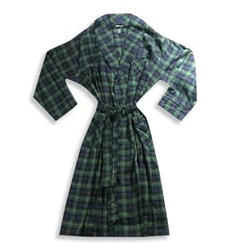 Claiborne - Mens Flannel Plaid Robe, Green, Navy, Yellow