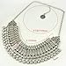 Bessky Bohemian Silver Necklace Retro National Wind Carved Statement Bib Choker