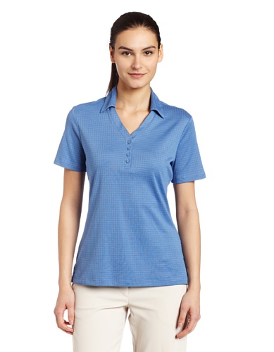 Cutter & Buck Women's DryTec Luxe S/S Element Jacquard Polo Shirt, Sea Blue, Small