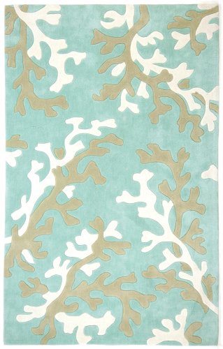 Jaipur Rugs Inc Hand Tufted, Coral Fixation Turquoise Blue/White, 5 by 7.6