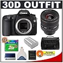 Canon EOS 30D Digital SLR Camera (Body Only) [in Canon Outfit Box] + Sigma 17-35mm f/2.8-4 EX DG HSM Lens + Transcend 2GB 120X CompactFlash (CF) Card + Spare Replacement Battery for Canon BP-511/BP-511a + Cameta Incognito 1000 Deluxe SLR Gadget Bag