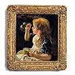 Blowing Bubbles - Gold Frame Magnet with pop-out easel (2-3/4" x 2-1/2")