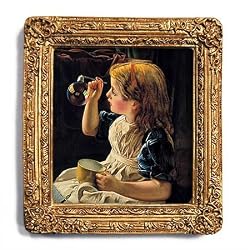 Blowing Bubbles - Gold Frame Magnet with pop-out easel (2-3/4" x 2-1/2")