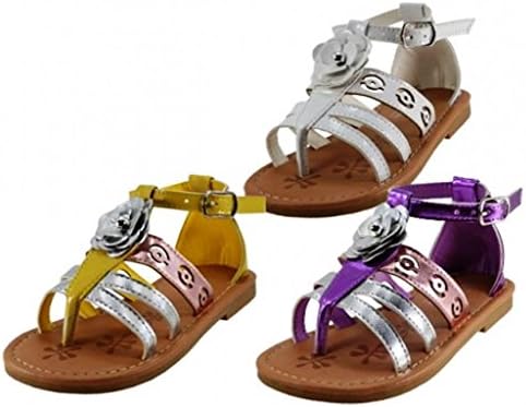 EasyPeasy Girls' Fisherman - Gladiator Sandals with Rose Motif, Purple, Size 4 (M) US