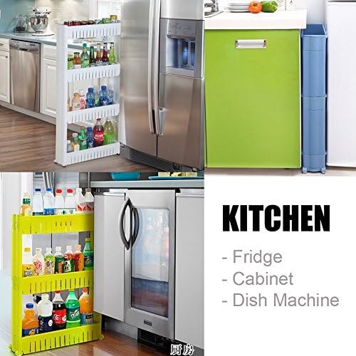 EasyKitchen Slim Storage Tower  for Fridge, Space Saving Garage Shelving Units, Compact Multipurpose Shelf, Stackable Shelves  for 3 Tier, 4 Tier in 4 Available Colors