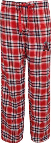 MLB Women's Los Angeles Angels Harmony Flannel Pants (Red/Navy, Small)