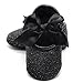 Ecosin Baby Girl Soft Sole Bowknot Bling Bling Shoes Prewalker Socks Sneakers (11/0-6months, Black)