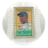 Jackie Robinson Genuine US Postage Stamp Baseball Paperweight