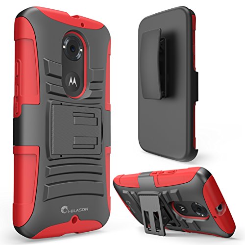 Moto X Case, i-Blason Google Motorola Moto X 2nd Gen Case Prime Series Dual Layer Holster Case with Kickstand and Locking Belt Swivel Clip for Moto X 2nd Generation Case for Moto X 2 (Red)