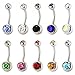 Lot of 10 Value Pack Assorted Stainless Steel Belly Button Ring Body Jewelry Piercing Ring BarBell Gift Set