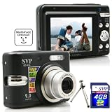 SVP DC-936-Black 9MP 3x Optical Zoom 2.5 LCD Digital Camera with ISO 640, face/smile detection (4GB SVP SDHC Memory Card & Tripod Included)