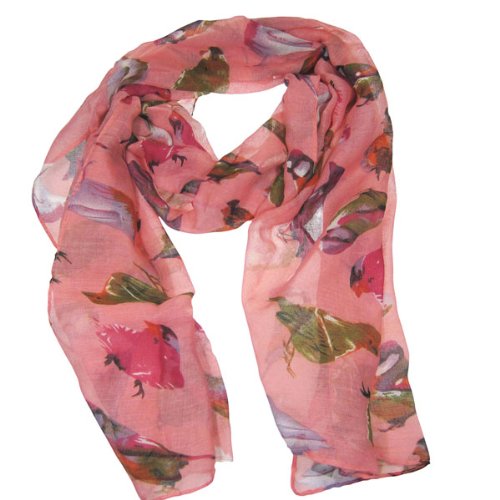 Birds Print Scarf All Season, Pink