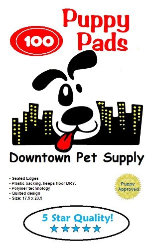 Super-Absorbent Polymer PUPPY PADS - Dog Wee Wee Housebreaking Disposable Training Pads, by Downtown Pet Supply - 100 Count