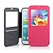 Galaxy Note 2 Case, Goospery® Wow Bumper [Window] View Case [PU Leather] Galaxy Note 2 Jelly View Cover Case by Mercury [Hot Pink]