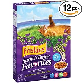 Purina Pet Care Friskies Dry Cat Surf & Turf Variety, 16.2-Ounce (Pack of 12)