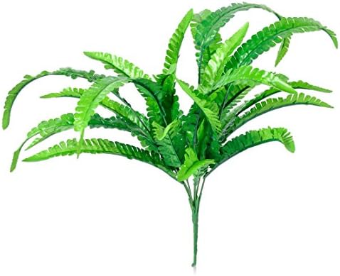 hermeshine TM Green Artificial Plant Boston Fern Fake Bush Leaves Foliage for Home Party Office Decor Garden