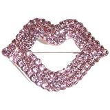 1 X 1.5 Rhinestone Lips In Pink With Pink Finish